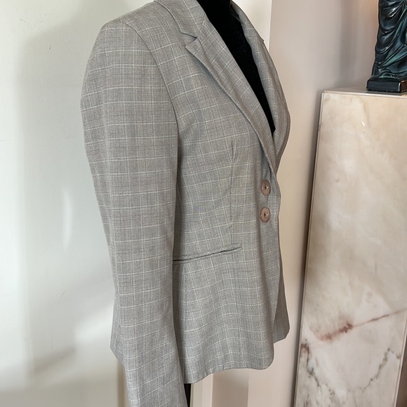💕Teenflo Tan Glen Check Classic 2 Button Tailored Blazer 8 EUC - Picture 3 of 11